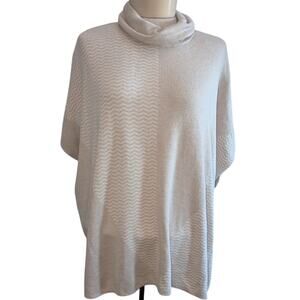 Chico's Cashmere Blend Sweater Cream Sz S/M Oversized Cowl Neck Poncho Tan Beige